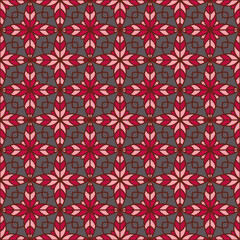 Creative floral geometry seamless vector tile pattern. Abstract flower repeating tiling wallpaper.