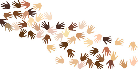 People hands of different skin color silhouettes. Elections concept.