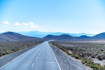 asphalt road in the Andes mountains in the nature of South America