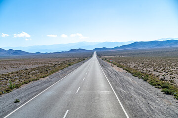 asphalt road in the Andes mountains in the nature of South America