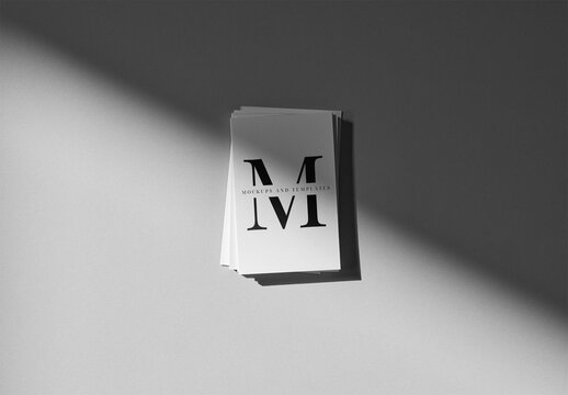 Stack of Vertical Business Card Mockup With a Beautiful Shadow