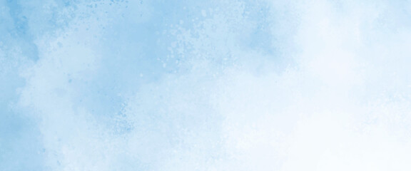 Fototapeta na wymiar Aquarelle painted textured canvas design, abstract blue watercolor splash background, texture of watercolor, abstract gradient light sky blue shades watercolor background on white paper texture. 