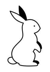 Minimalistic rabbit. Little painted hare. Home pet.