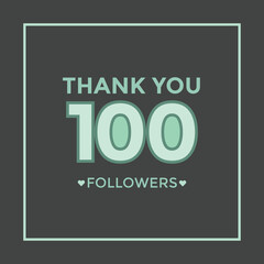 Thank you template for social media  hundred followers, subscribers, like. 100 followers
