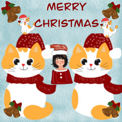 christmas card with cats