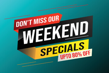 Weekend Special sale tag. Banner design template for marketing. Special offer promotion retail. background banner modern graphic design for advertising store shop, online store, website, landing page