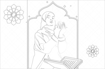 Outline for a Muslim woman praying