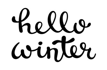 Winter Christmas calligraphy lettering. Hello Winter. Can be used for diary, wallpapers, gift wrap, icons, stickers. Vector illustration.