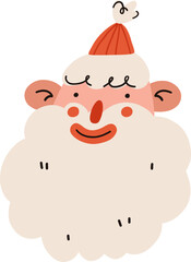 Funny Santa Claus . Hand drawn cartoon vector illustration for Christmas, New Year greeting card.