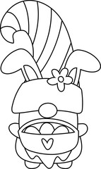 Gnome Outline Easter Egg Bunny 