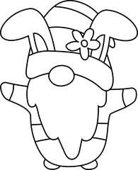 Gnome Outline Easter Egg Bunny 