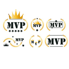 Fototapeta premium Set MVP gold medal award on white background. Vector stock illustration.