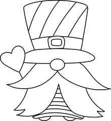 Gnome Outline Valentine Day Heart 