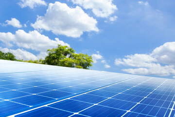 solar panel In blue sky. Renewable energy.