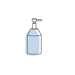Plastic cosmetic bottle. Zero waste life concept for bathroom. Line drawing.