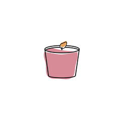 Handmade candle. Zero waste life concept for bathroom. Line drawing.