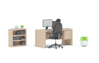 3D Office Concept. 3D Illustration