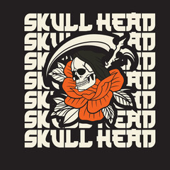 Grim reaper mascot logo with rose flower