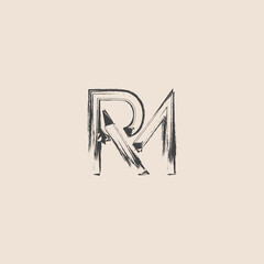 Fototapeta premium Creative brush RM letter logo.
