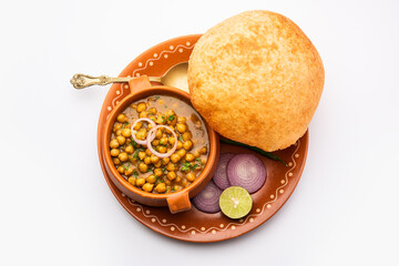Chole bhature is a North Indian food dish. A combination of chana masala and bhatura or puri