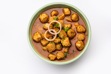 Soya chunks curry or meal maker curry is a delicious Indian dish made with soy nuggets