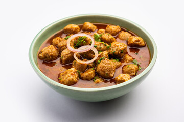 Soya chunks curry or meal maker curry is a delicious Indian dish made with soy nuggets