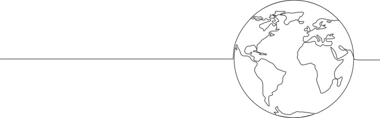 continuous single line drawing of planet earth isolated on white, line art vector illustration © Christian Horz