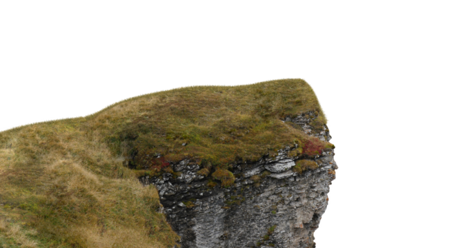 cliff stone isolated transparency background.	