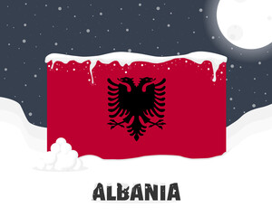 Albania snowy weather concept, cold weather and snowfall, weather forecast winter banner idea