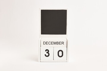 Calendar with the date December 30 and a place for designers. Illustration for an event of a certain date.