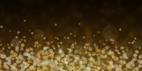 Glow light effect.  Gold glitter particles background. Luxury design