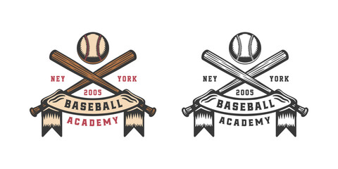 Vintage retro baseball sport emblem, logo, badge, label. mark, poster or print. Monochrome Graphic Art. Vector Illustration.