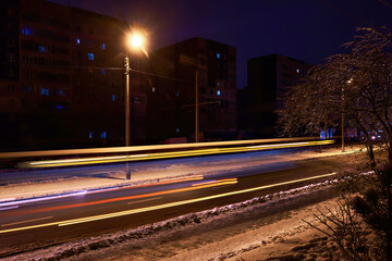 Ukraine - winter, the city during a blackout. After the Russian missile attacks on the energy of...