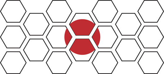 hexagons with the japan flag color