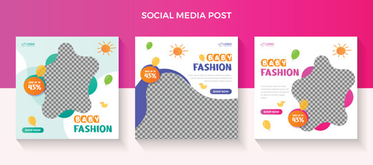 kids fashion sale social media post and New Baby fashion sale fashion template, kids post, baby post, promotion banner, baby fashion,social media banner, social post, social template, sale banner, 