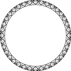 .Vector monochrome black round Chinese ornament. Frame, border, circle, ring of Asian peoples of the East.