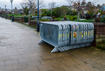 Bangor County Down Northern Ireland, November 16 2022 - Barriers ready for setting out at a event...
