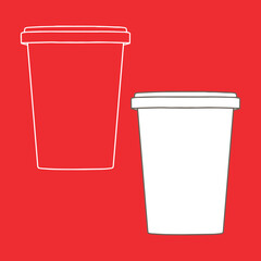 Food container mockup. Linear, vector realistic. Outline stock illustration.