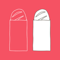 Linear bread bag template. Hand-drawn outline illustration.