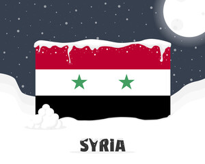 Syria snowy weather concept, cold weather and snowfall, weather forecast winter banner idea
