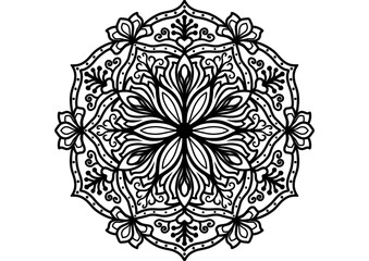 Mandala black line black color for coloring 