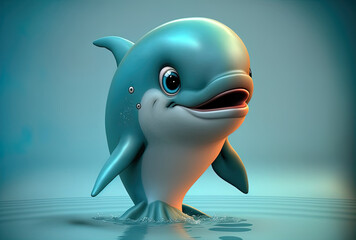 Dolphin cartoon character. Generative AI