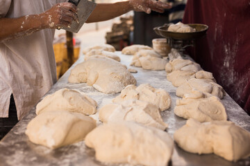 yeast dough for baking bread. cooking process