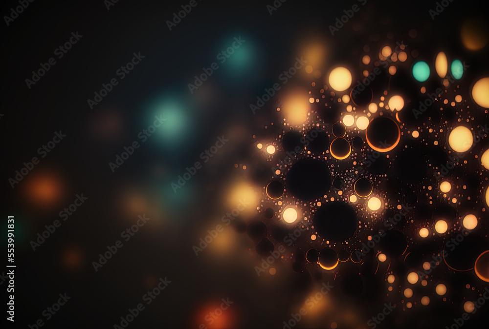 Poster lights out of focus on an abstract backdrop of darkness. generative ai