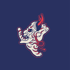 Cartoon maneki neko cat. Vector illustration	
