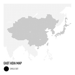 Fototapeta na wymiar 世界地図ドット粗め 東アジア地域 国別にグループ