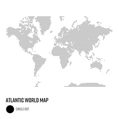 Fototapeta premium 世界地図ドット粗め 太平洋を中心とした世界 地域別にグループ