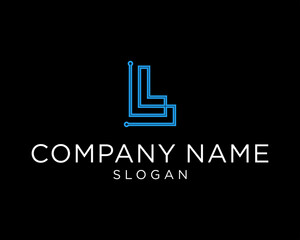 business logo design technology modern initial L 