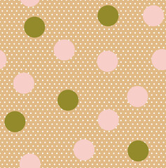 Abstract Detailed Polka Dots Vector Seamless Pattern Trendy Fashion Colors Stylish Minimal Concept Different Sizes Circles Fashionable Textile Perfect for Allover Fabric Print