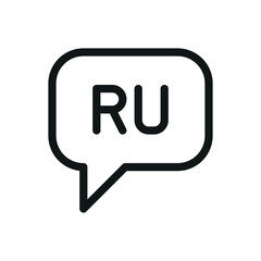 Speak Russian (RU) speech bubble isolated icon, speaking Russian language outline vector icon with editable stroke